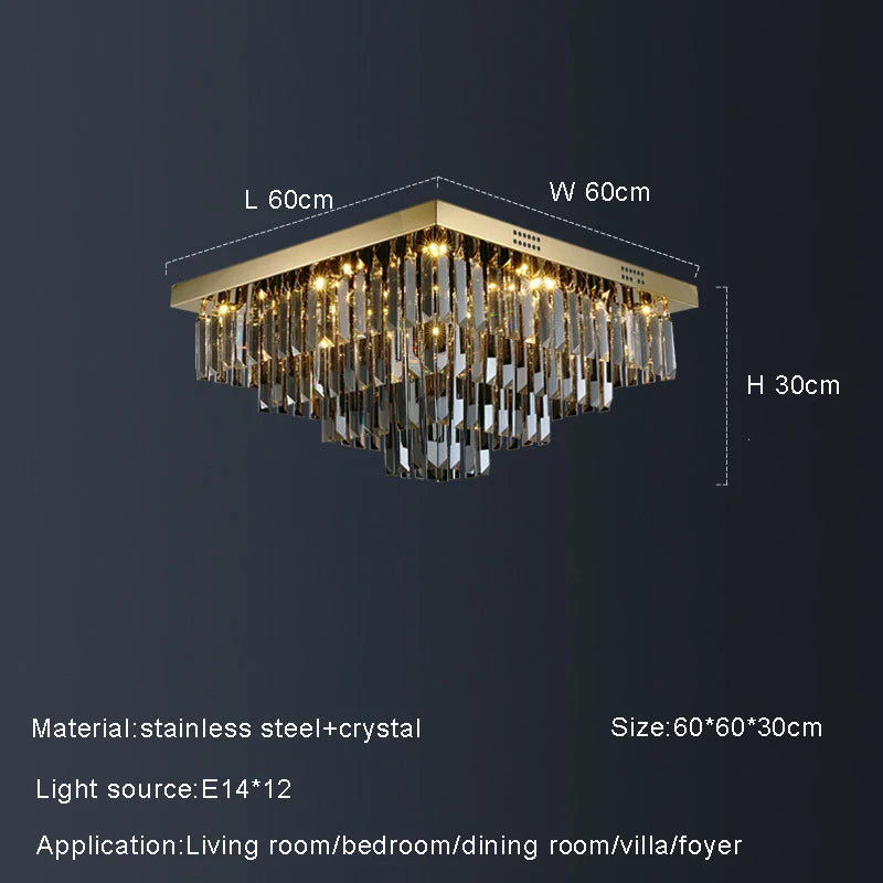 Smoke Crystal Round chandelier - Della House for dining room view 10