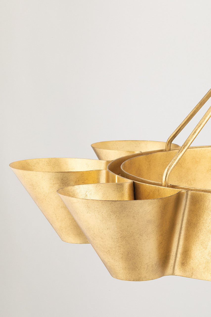 Gold Glass Linear chandelier - Kaia Gleam for dining room view 4