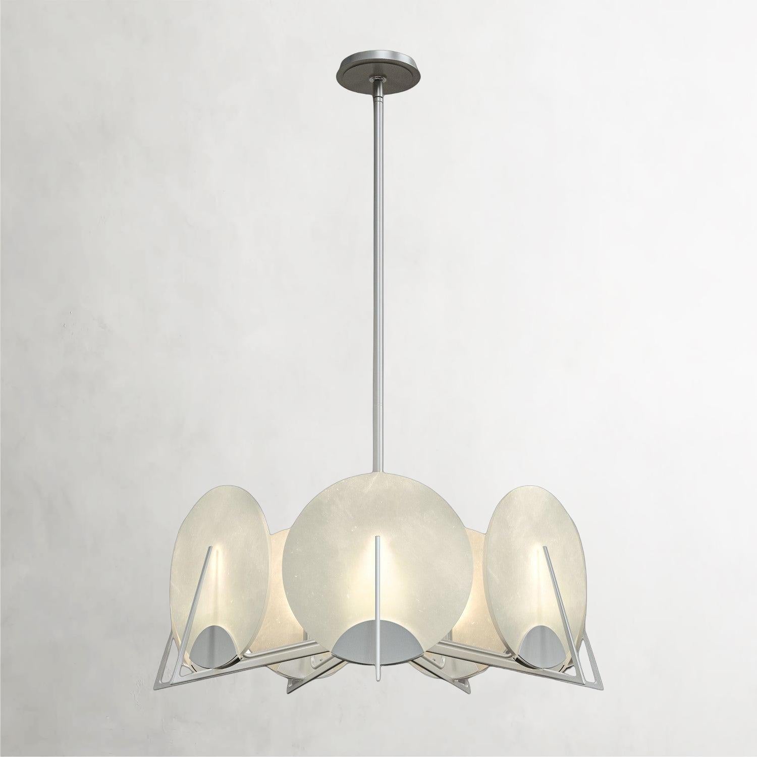 White Alabaster Linear chandelier - Orion Court for dining room view 1
