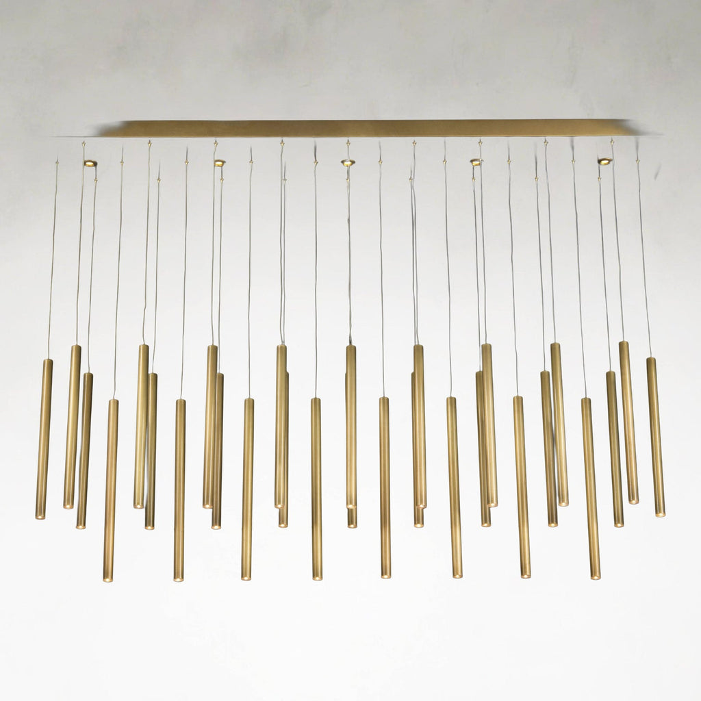 Brass Acrylic chandelier - Zinnia Stone for dining room view 1