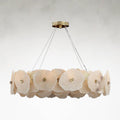 Brass Alabaster chandelier - Flora Stone for dining room view 1
