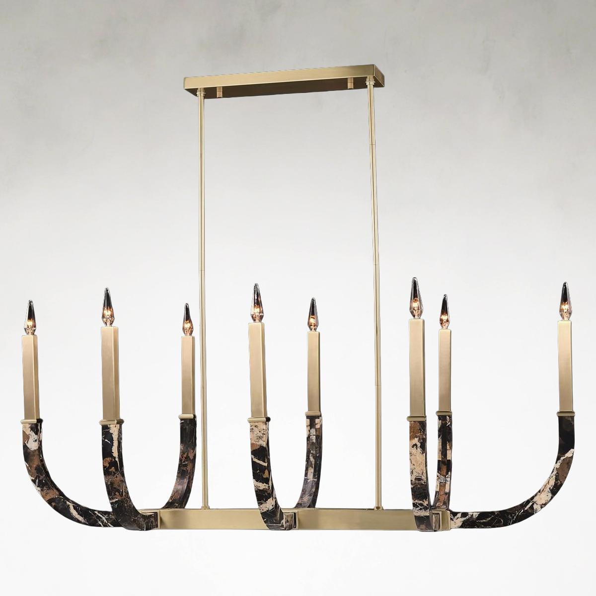 Brass Acrylic chandelier - Riven Stone for dining room view 1