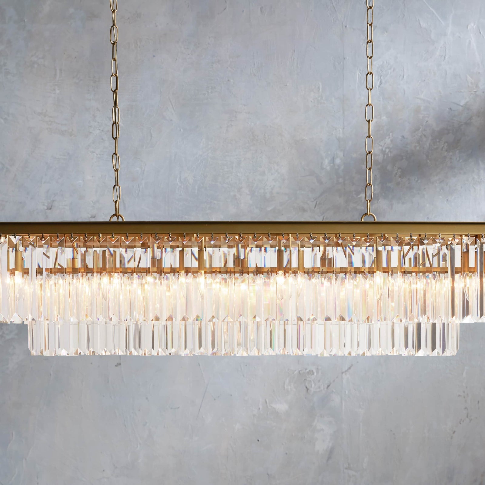 Brass Crystal Tiered chandelier - Maia Wisp for dining room view 1
