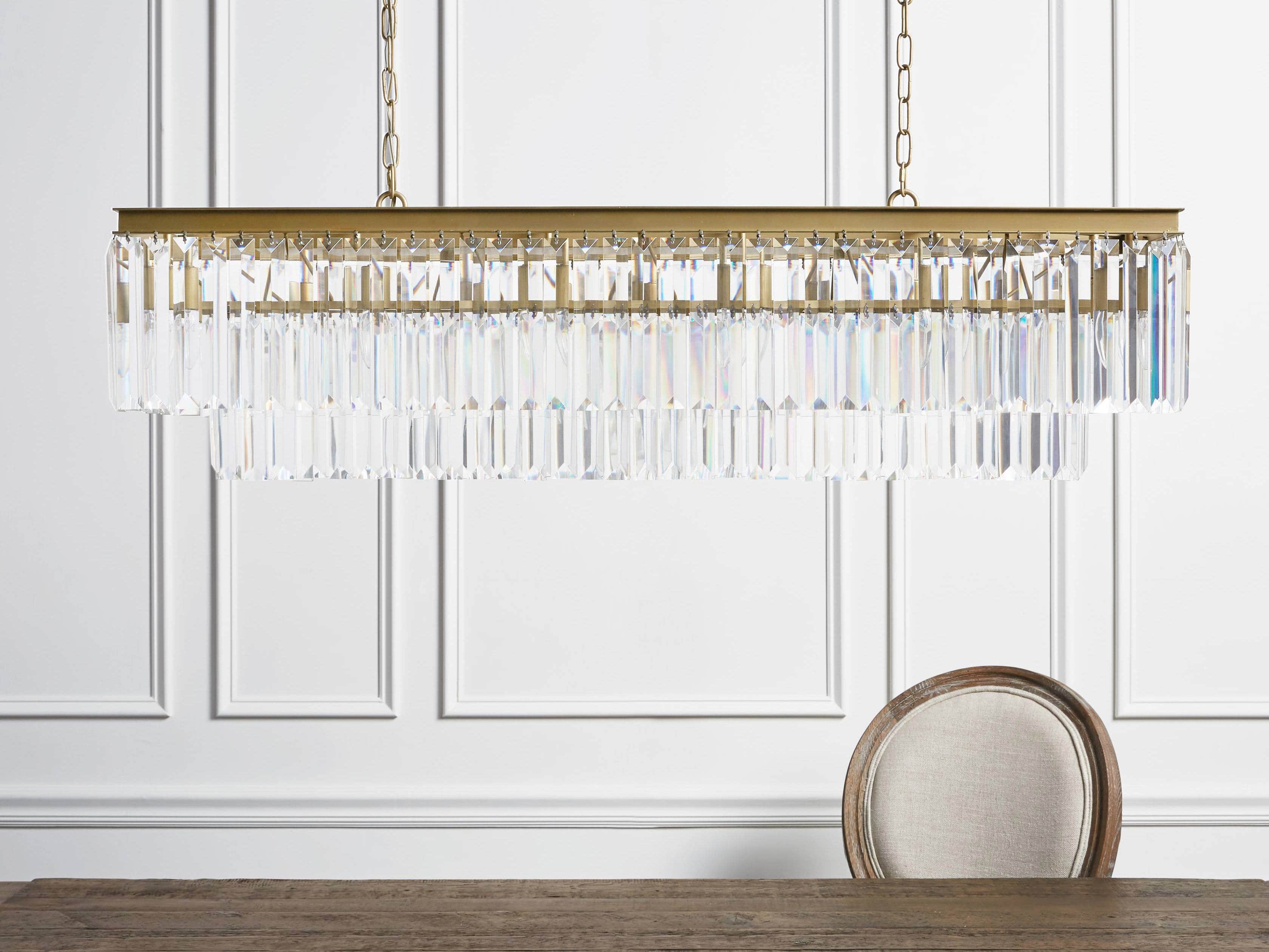 Brass Crystal Tiered chandelier - Maia Wisp for dining room view 4