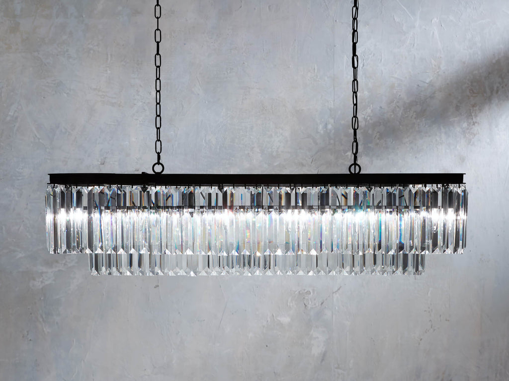 Brass Crystal Tiered chandelier - Maia Wisp for dining room view 2