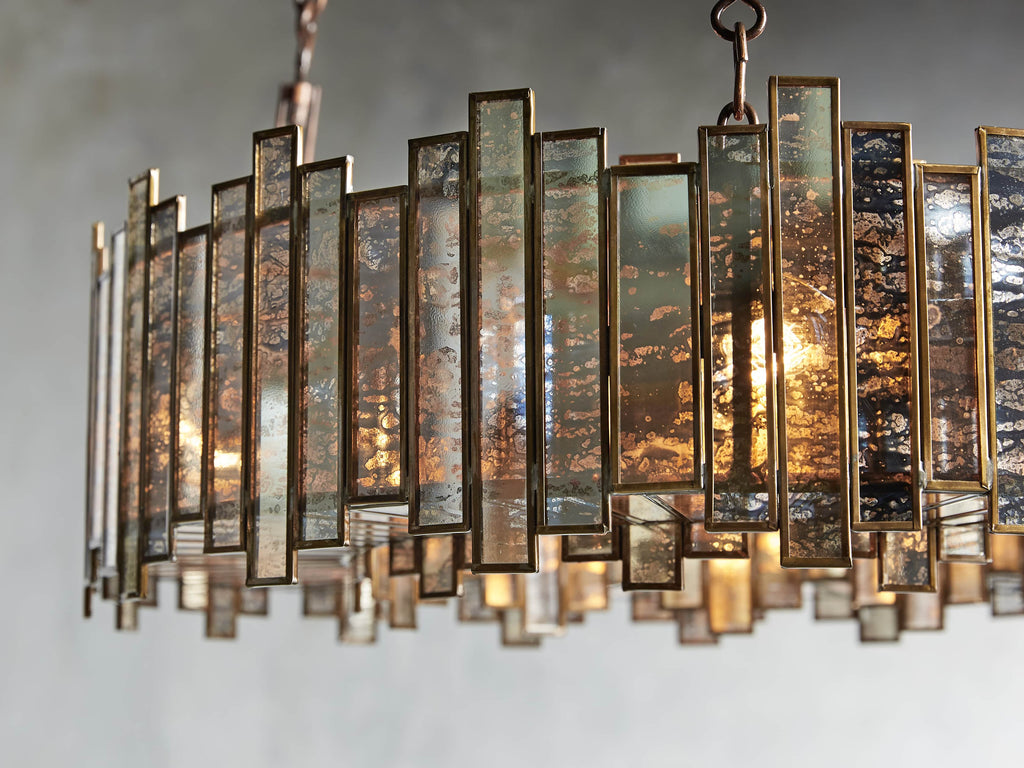 Brass Glass Round chandelier - Celeste Arc for dining room view 5