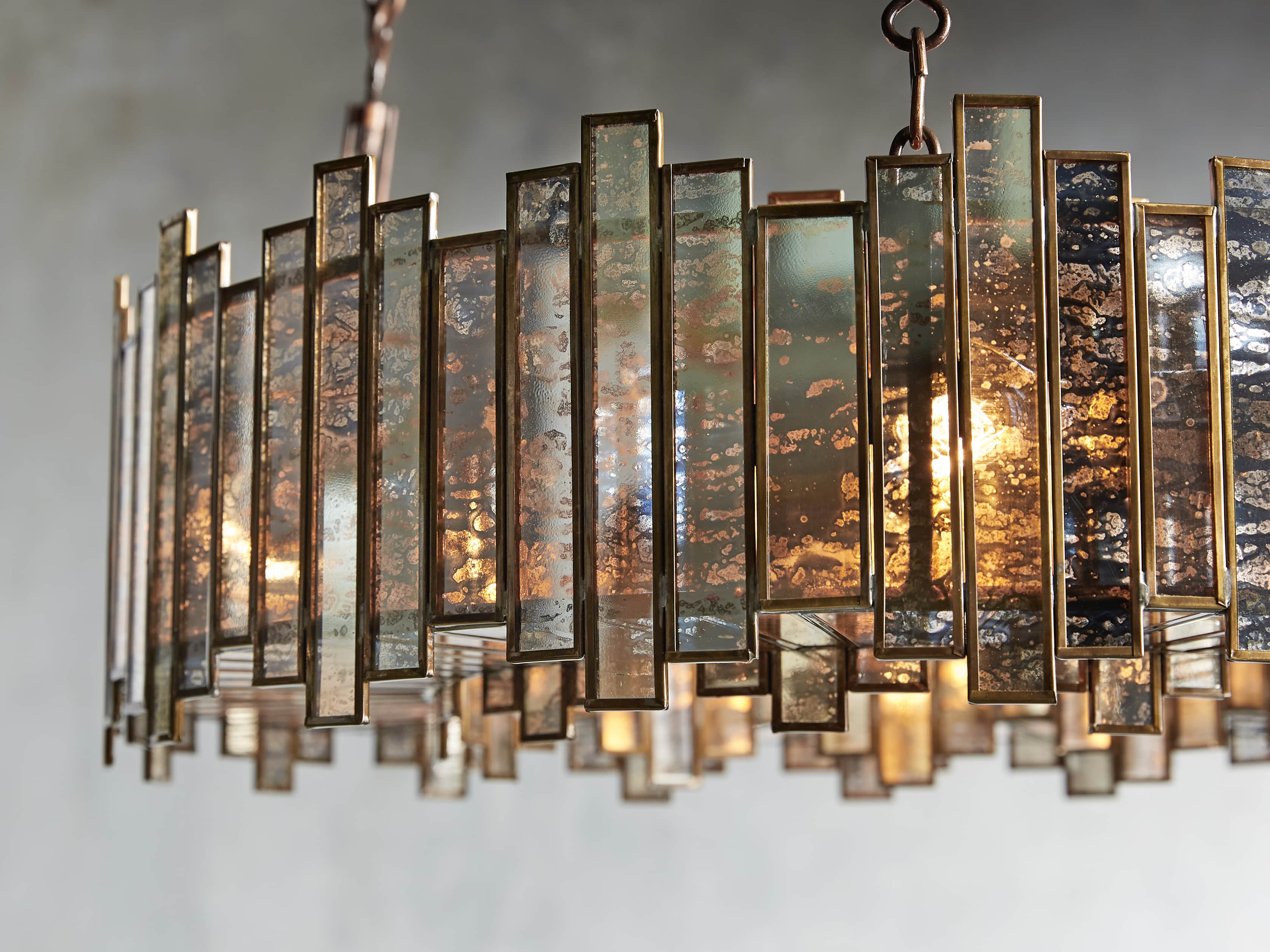 Brass Glass Round chandelier - Celeste Arc for dining room view 5