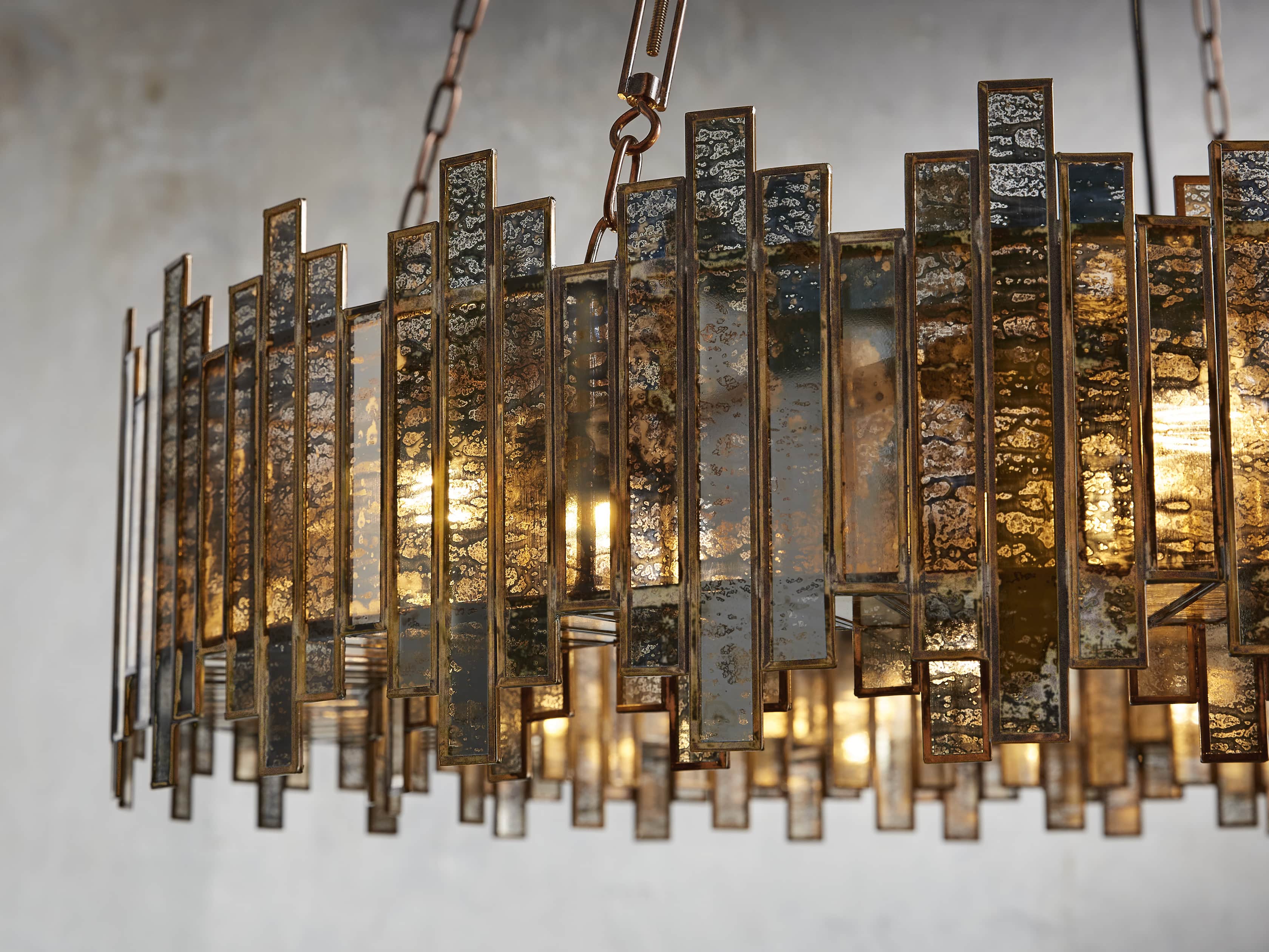 Brass Glass Round chandelier - Celeste Arc for dining room view 9