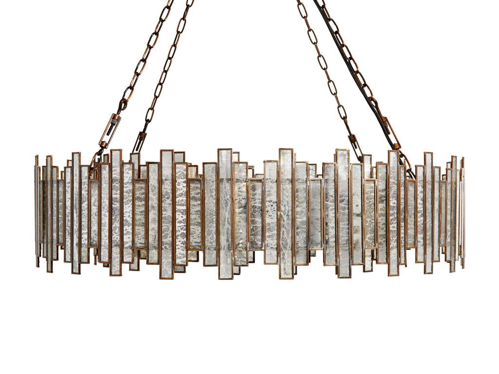 Brass Glass Round chandelier - Celeste Arc for dining room view 2