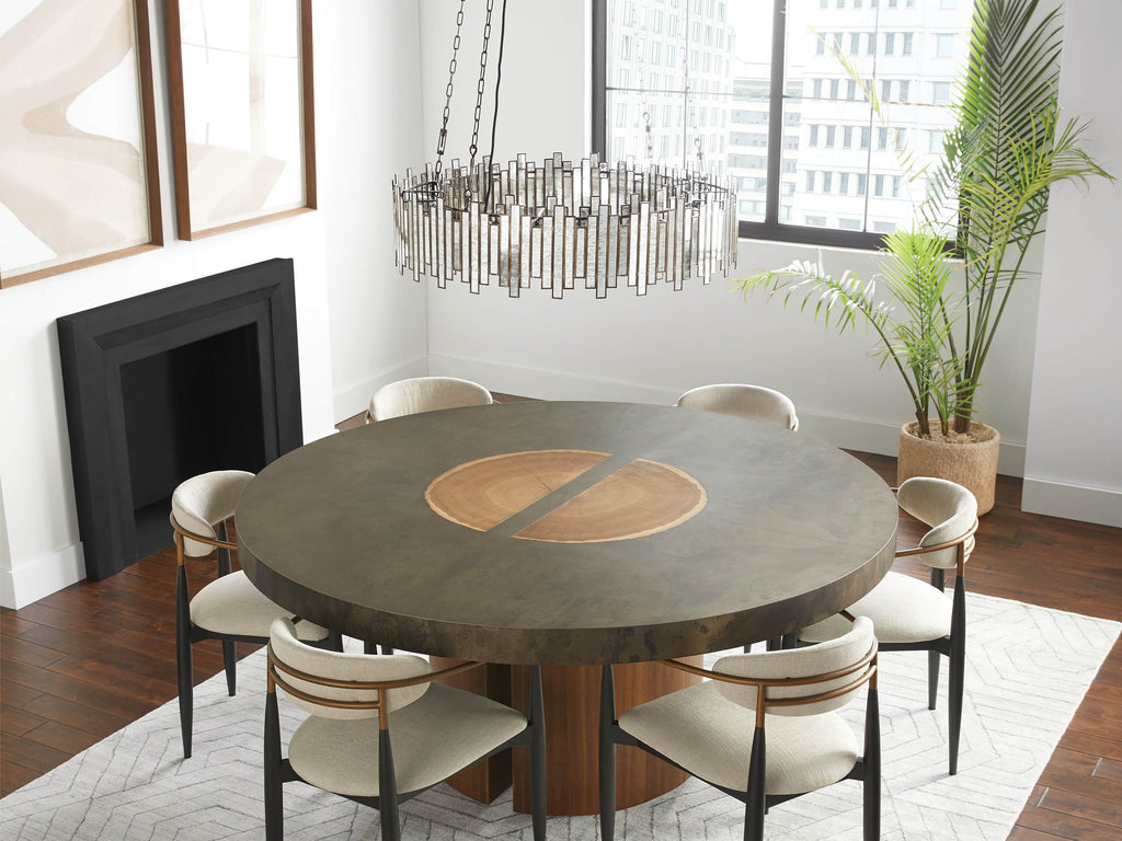 Brass Glass Round chandelier - Celeste Arc for dining room view 8