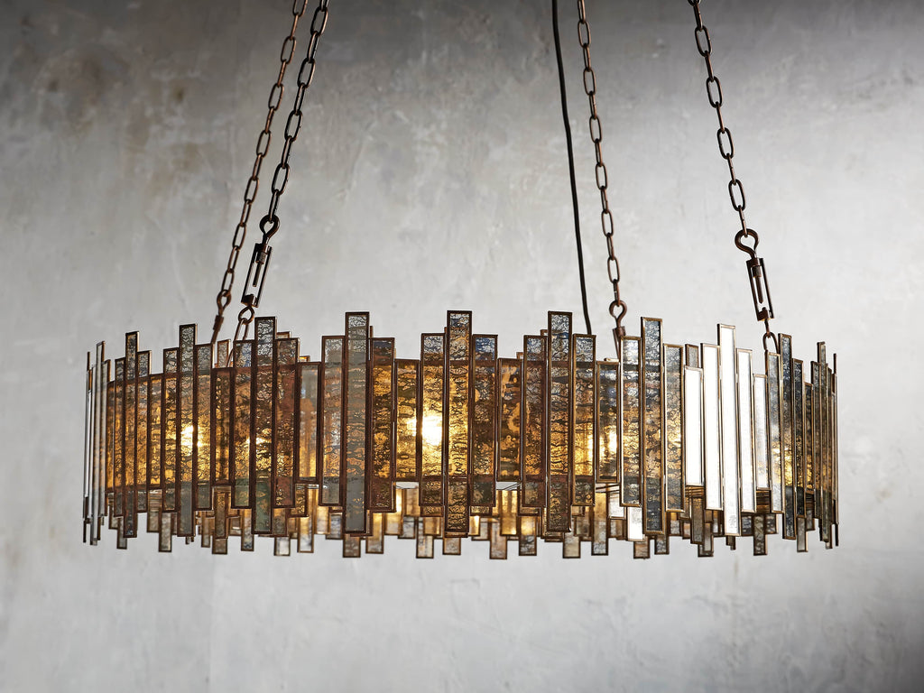 Brass Glass Round chandelier - Celeste Arc for dining room view 3