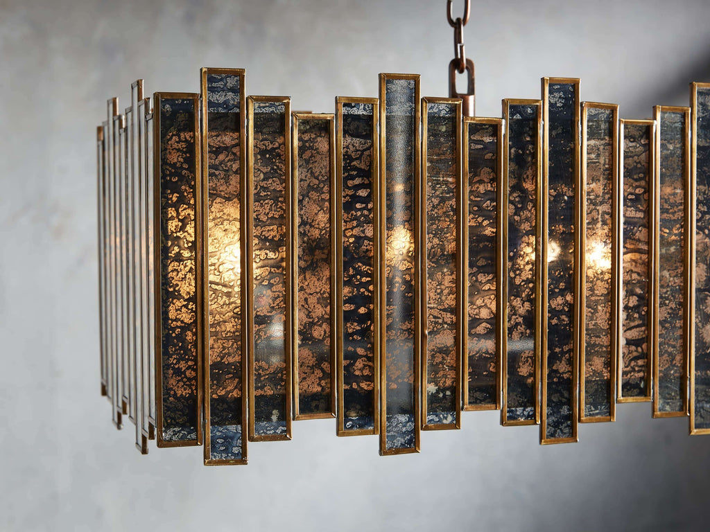 Brass Glass Round chandelier - Hollis Wisp for dining room view 8