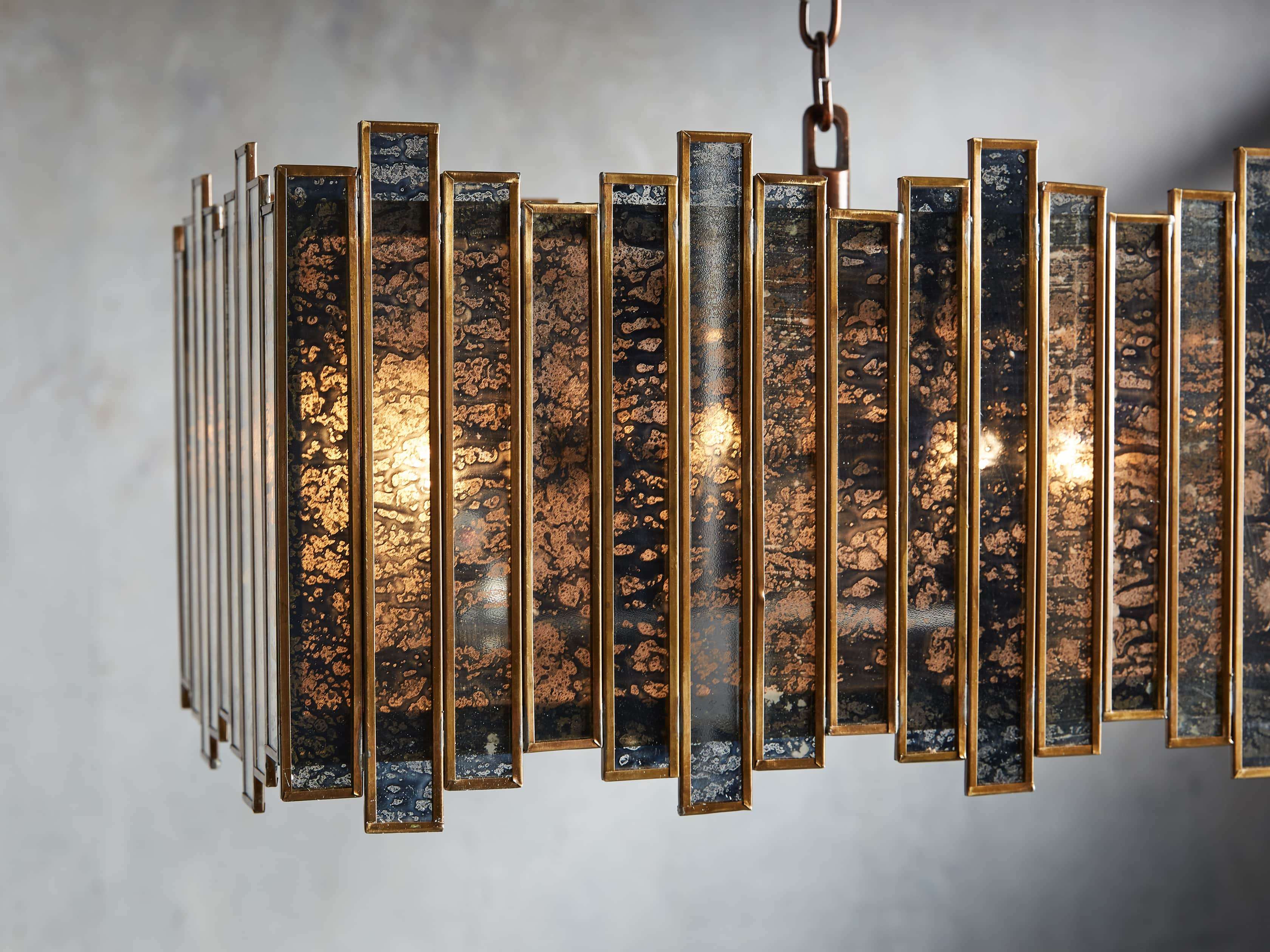 Brass Glass Round chandelier - Hollis Wisp for dining room view 8
