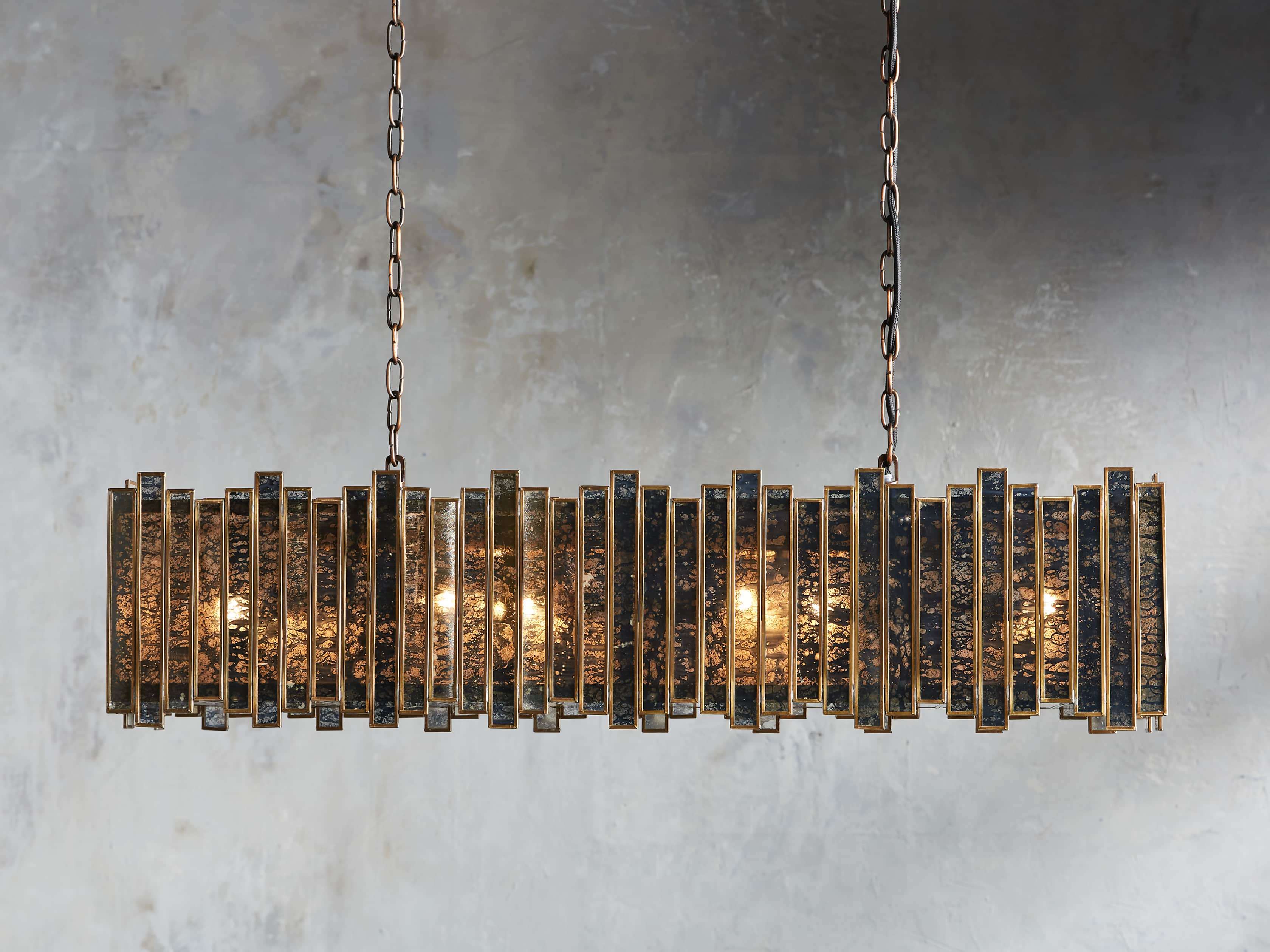 Brass Glass Round chandelier - Hollis Wisp for dining room view 3
