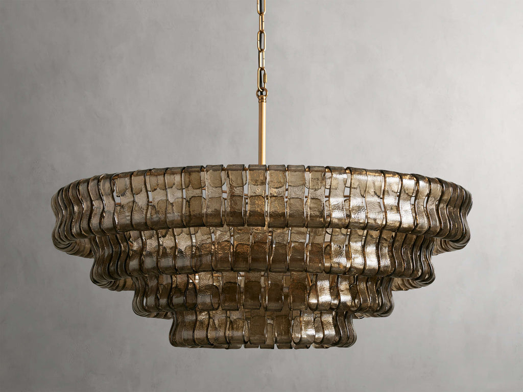 Black Glass Round chandelier - Kora Court for dining room view 32