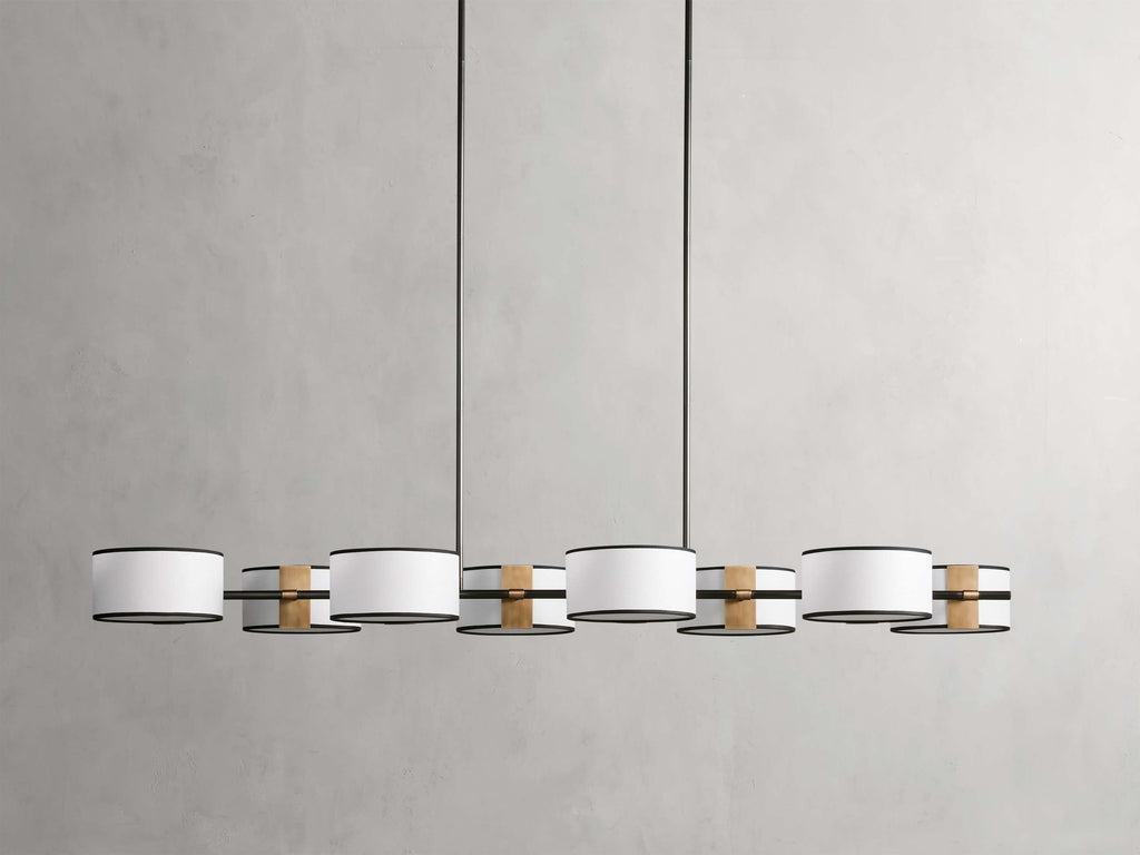Black Steel Linear chandelier - Zinnia Wisp for dining room view 16