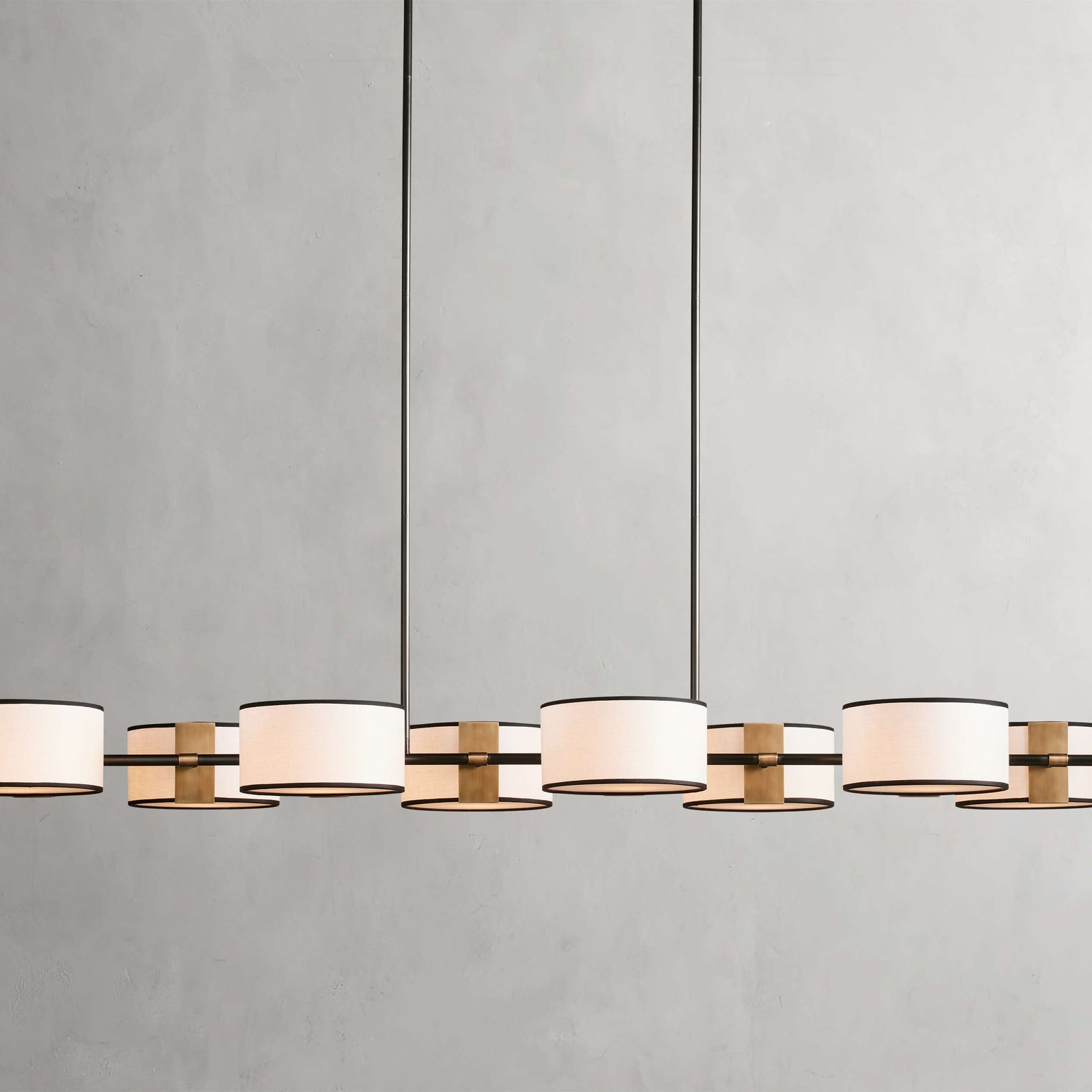 Black Steel Linear chandelier - Zinnia Wisp for dining room view 1