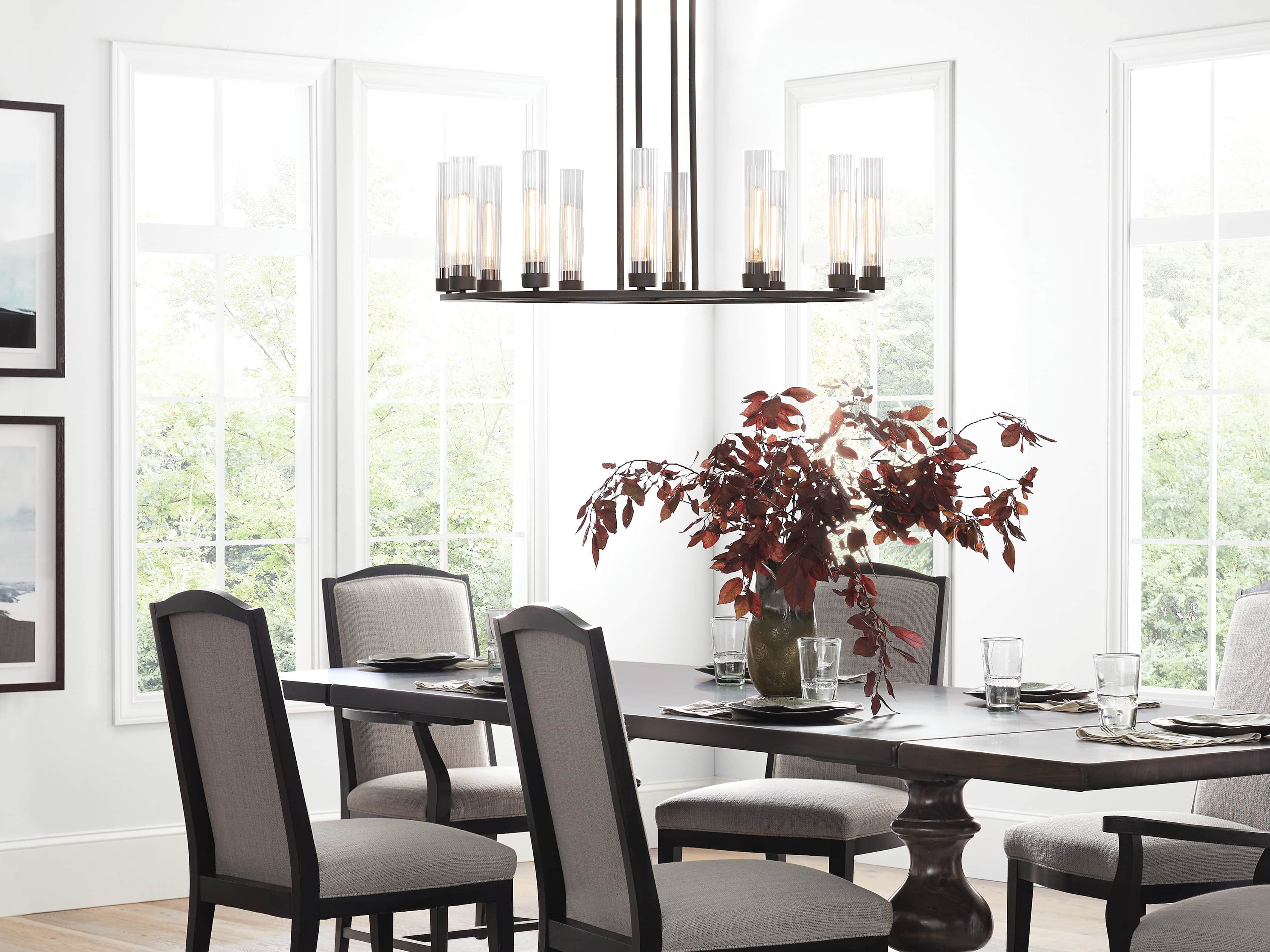 Polished Nickel Glass Round chandelier - Tessa Wisp for dining room view 20