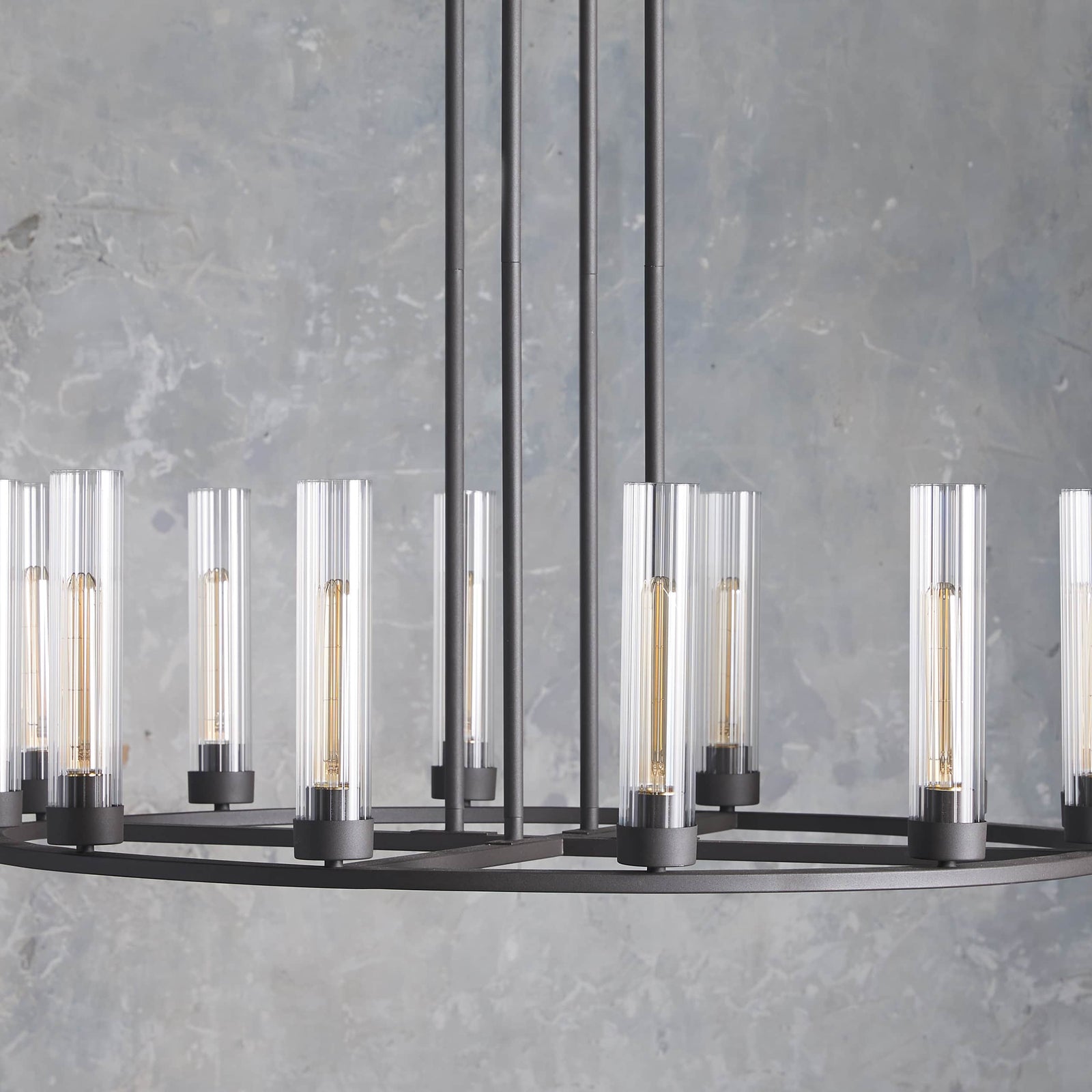 Polished Nickel Glass Round chandelier - Tessa Wisp for dining room view 1