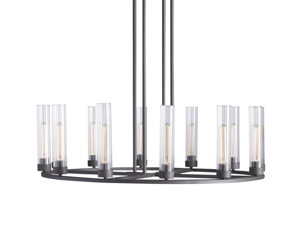 Polished Nickel Glass Round chandelier - Tessa Wisp for dining room view 2