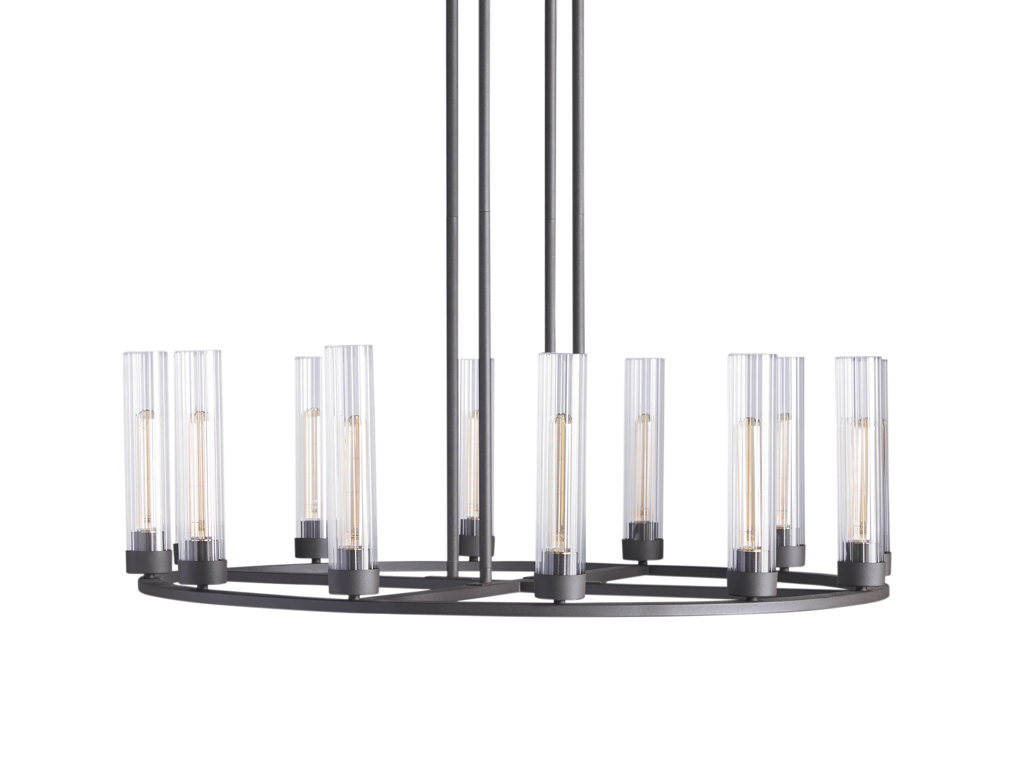 Polished Nickel Glass Round chandelier - Tessa Wisp for dining room view 2