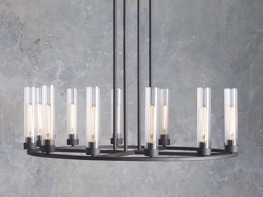 Polished Nickel Glass Round chandelier - Tessa Wisp for dining room view 3