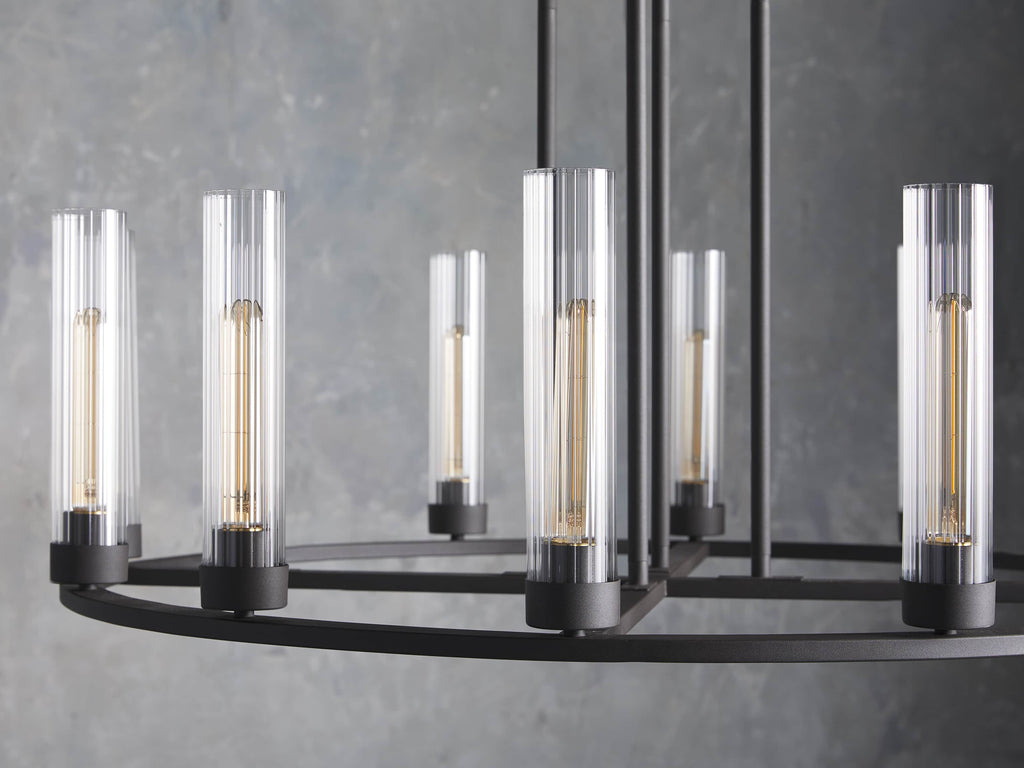 Polished Nickel Glass Round chandelier - Tessa Wisp for dining room view 17