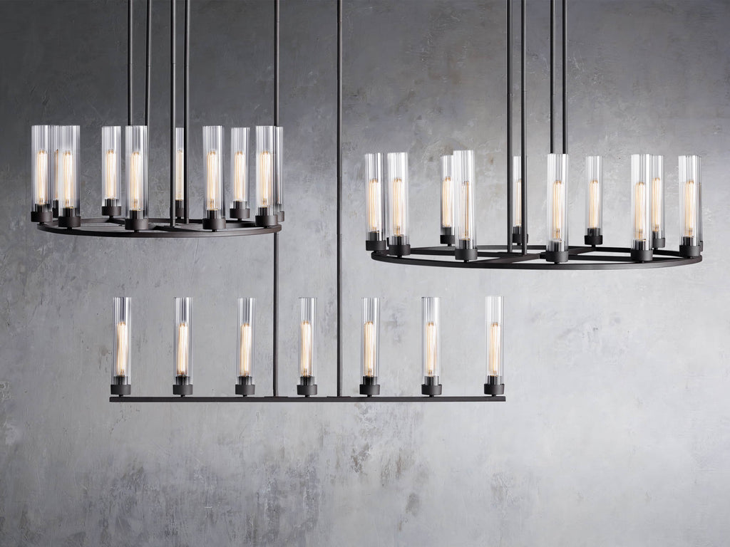 Polished Nickel Glass Round chandelier - Tessa Wisp for dining room view 4