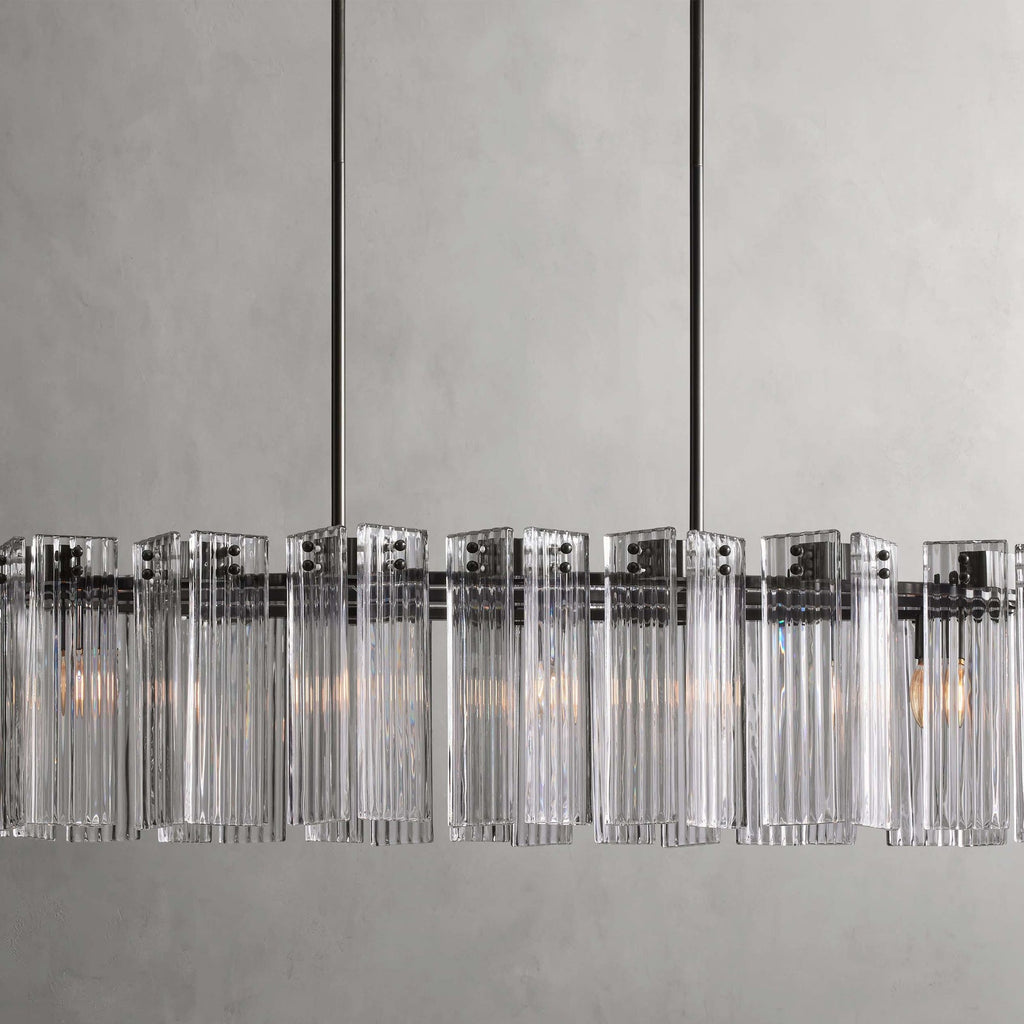 Black Glass Round chandelier - Isla Court for dining room view 1