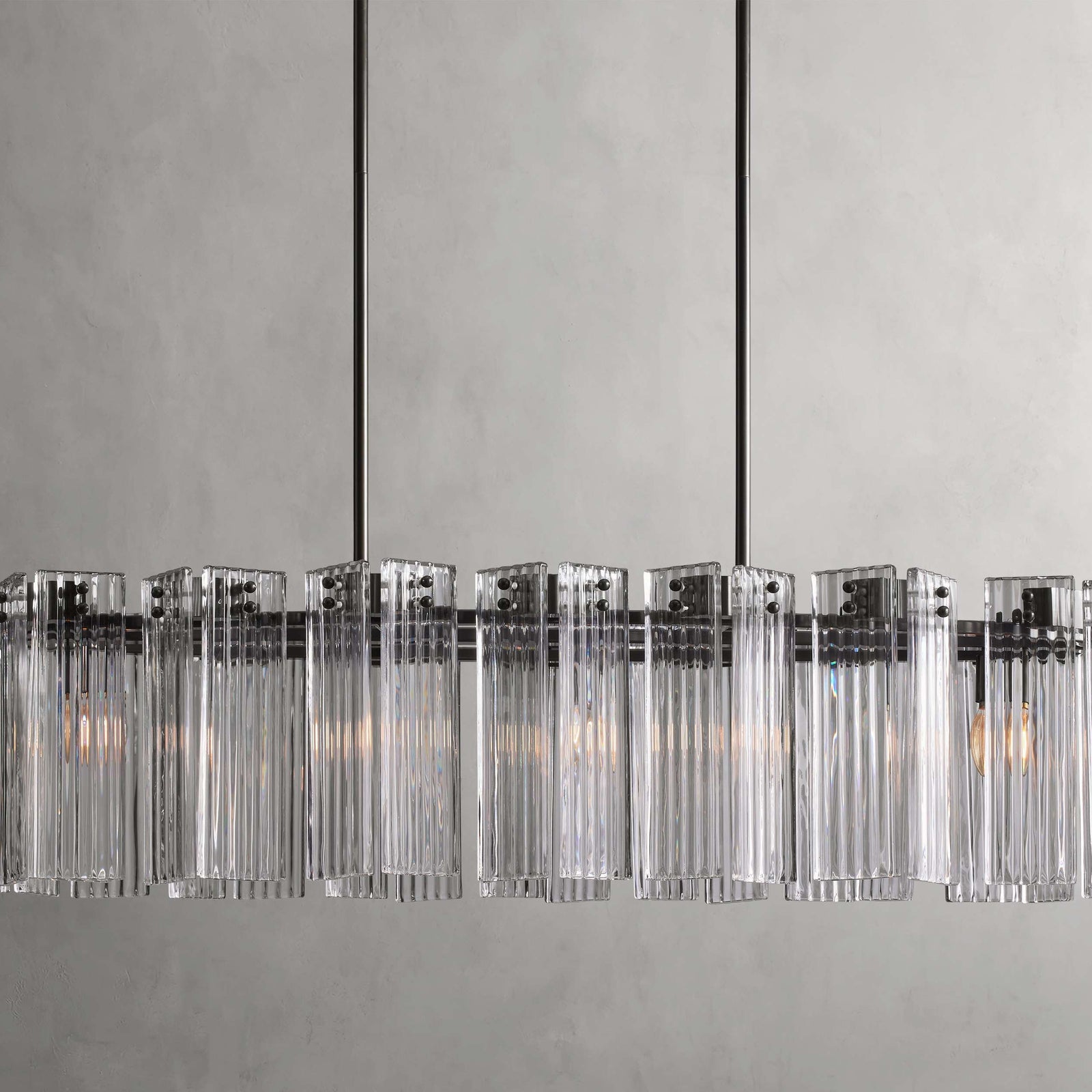 Black Glass Round chandelier - Isla Court for dining room view 1