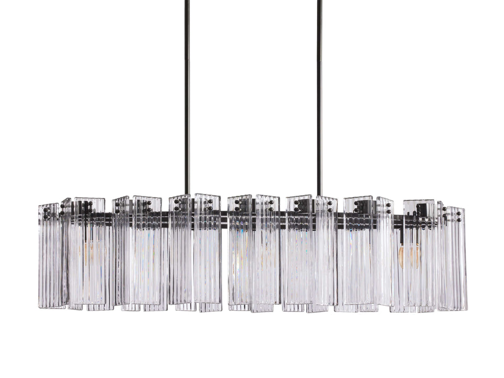 Black Glass Round chandelier - Isla Court for dining room view 8
