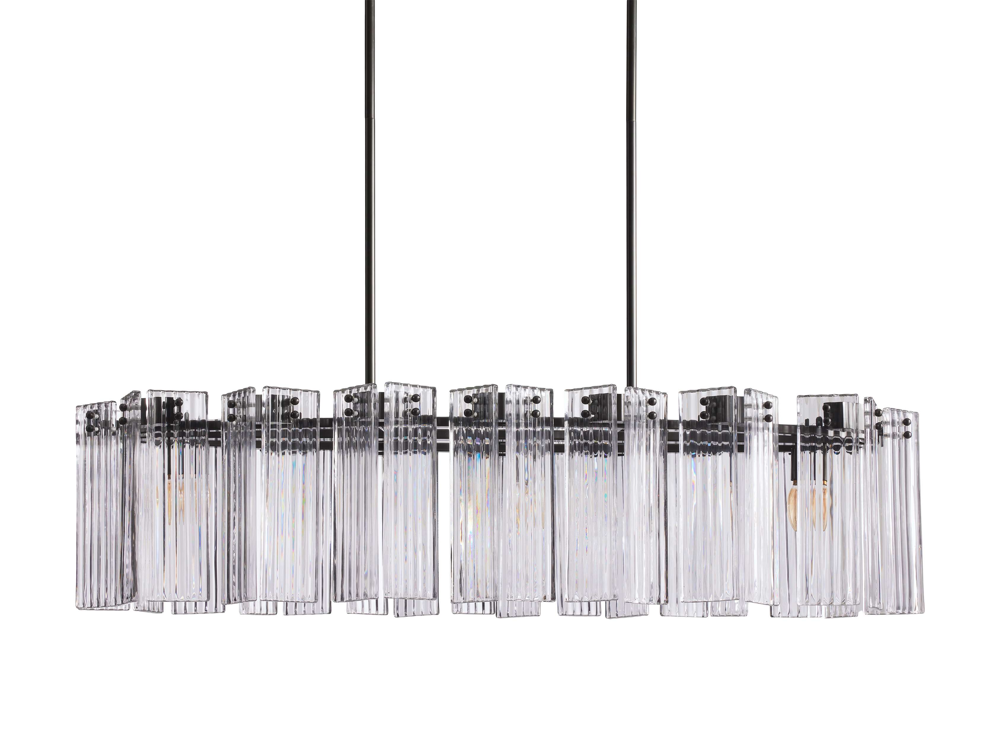 Black Glass Round chandelier - Isla Court for dining room view 8
