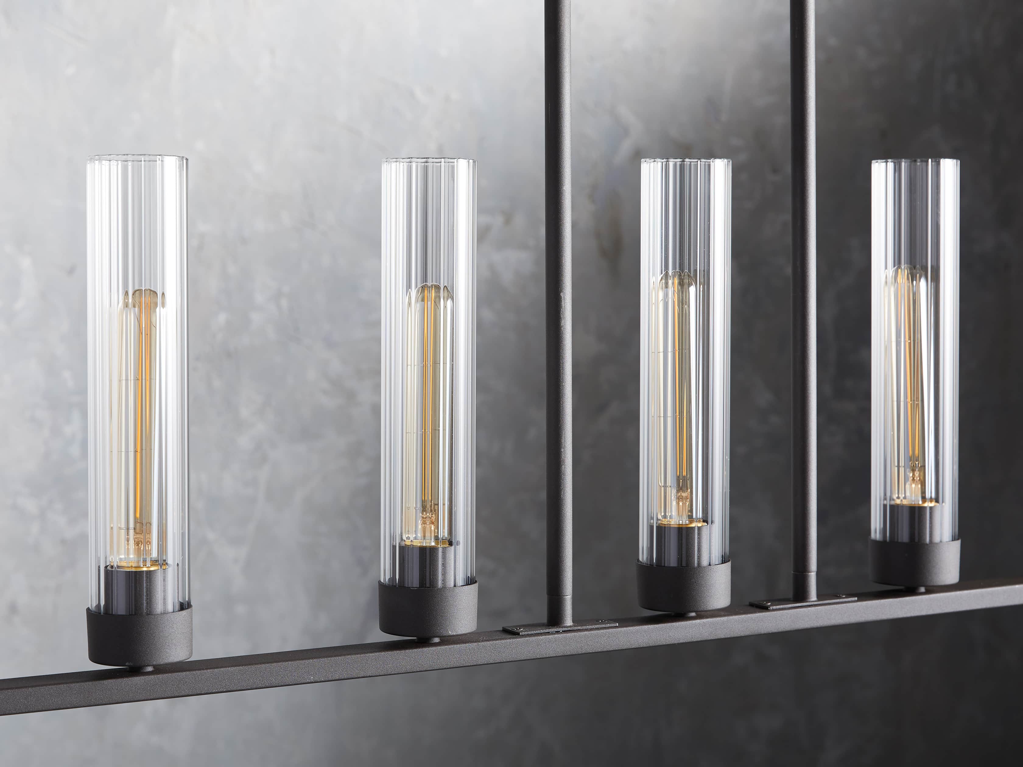 Black Glass Linear chandelier - Kaia Court for dining room view 33