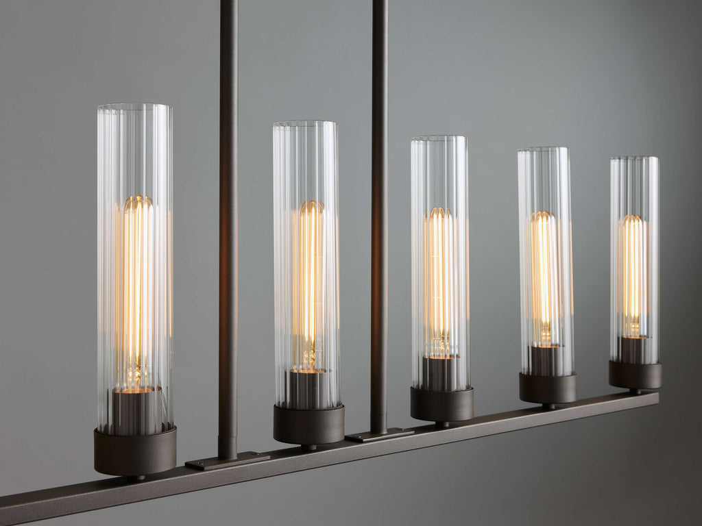 Black Glass Linear chandelier - Kaia Court for dining room view 36