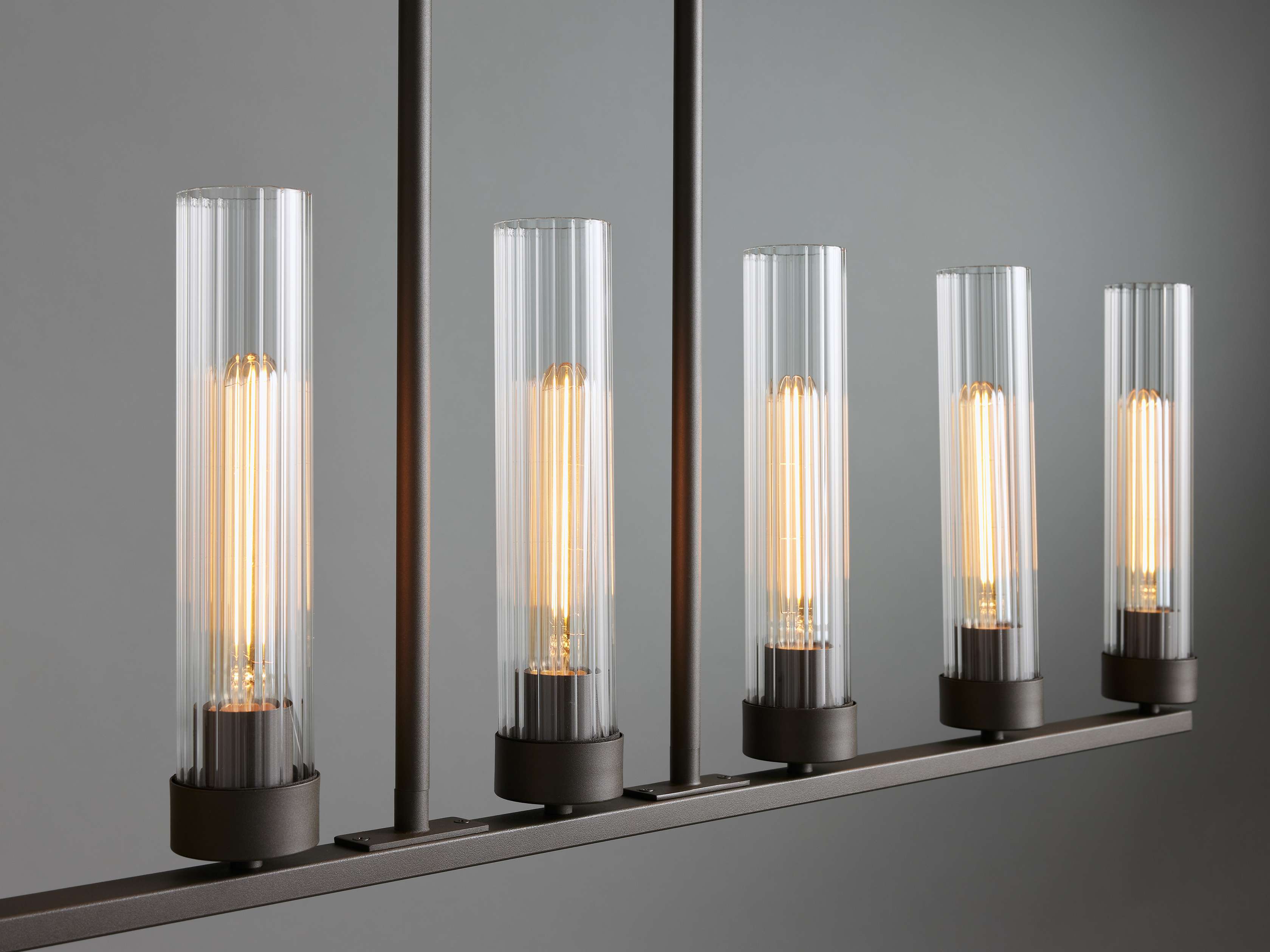 Black Glass Linear chandelier - Kaia Court for dining room view 36