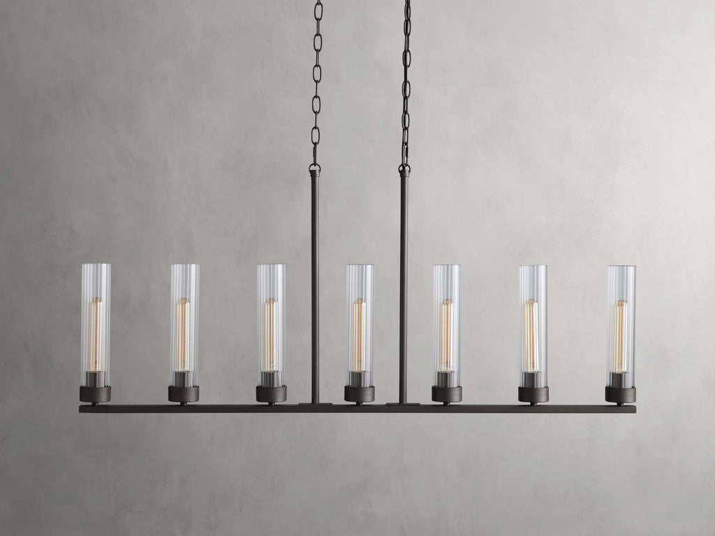Black Glass Linear chandelier - Kaia Court for dining room view 32