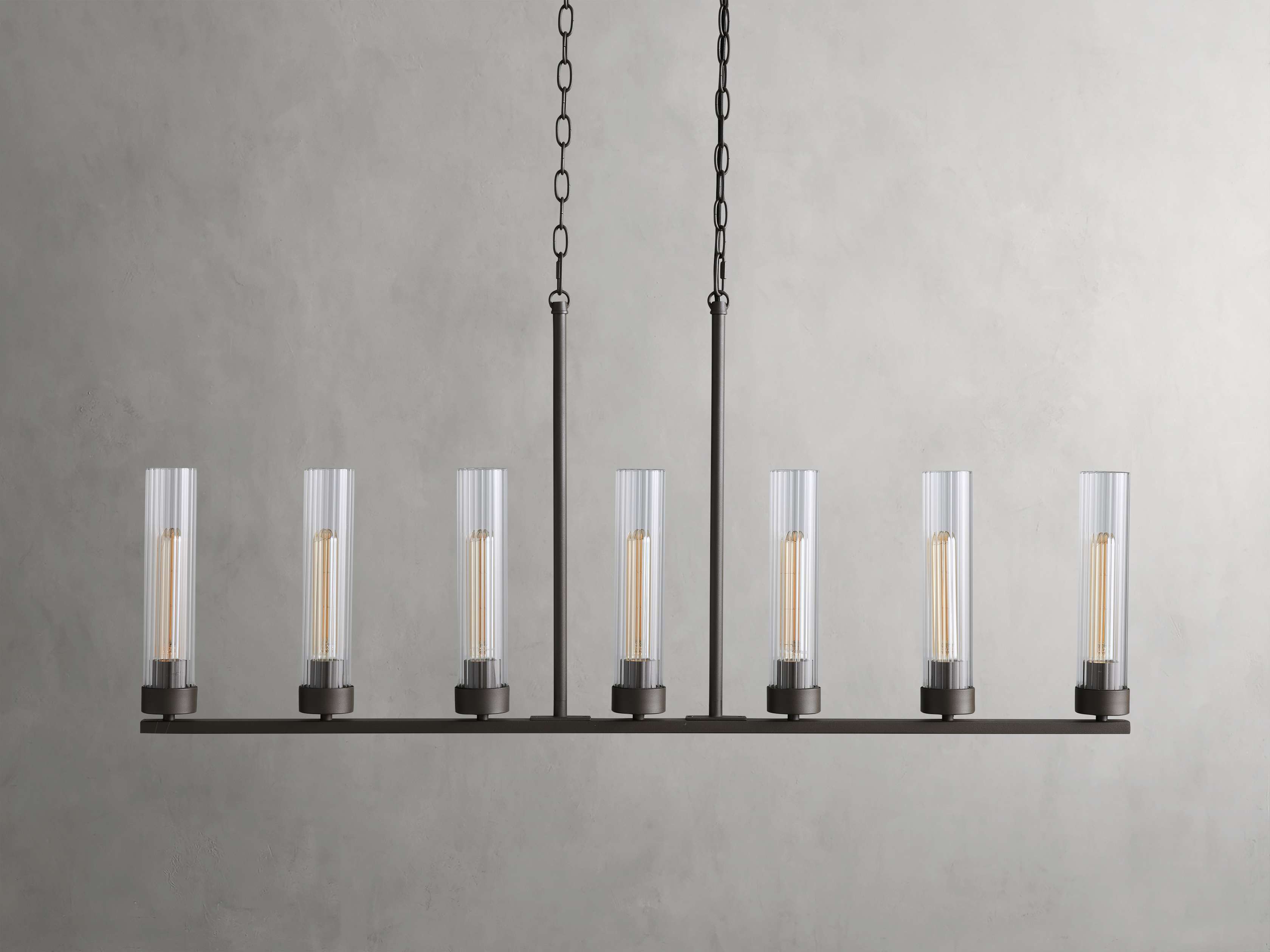 Black Glass Linear chandelier - Kaia Court for dining room view 32