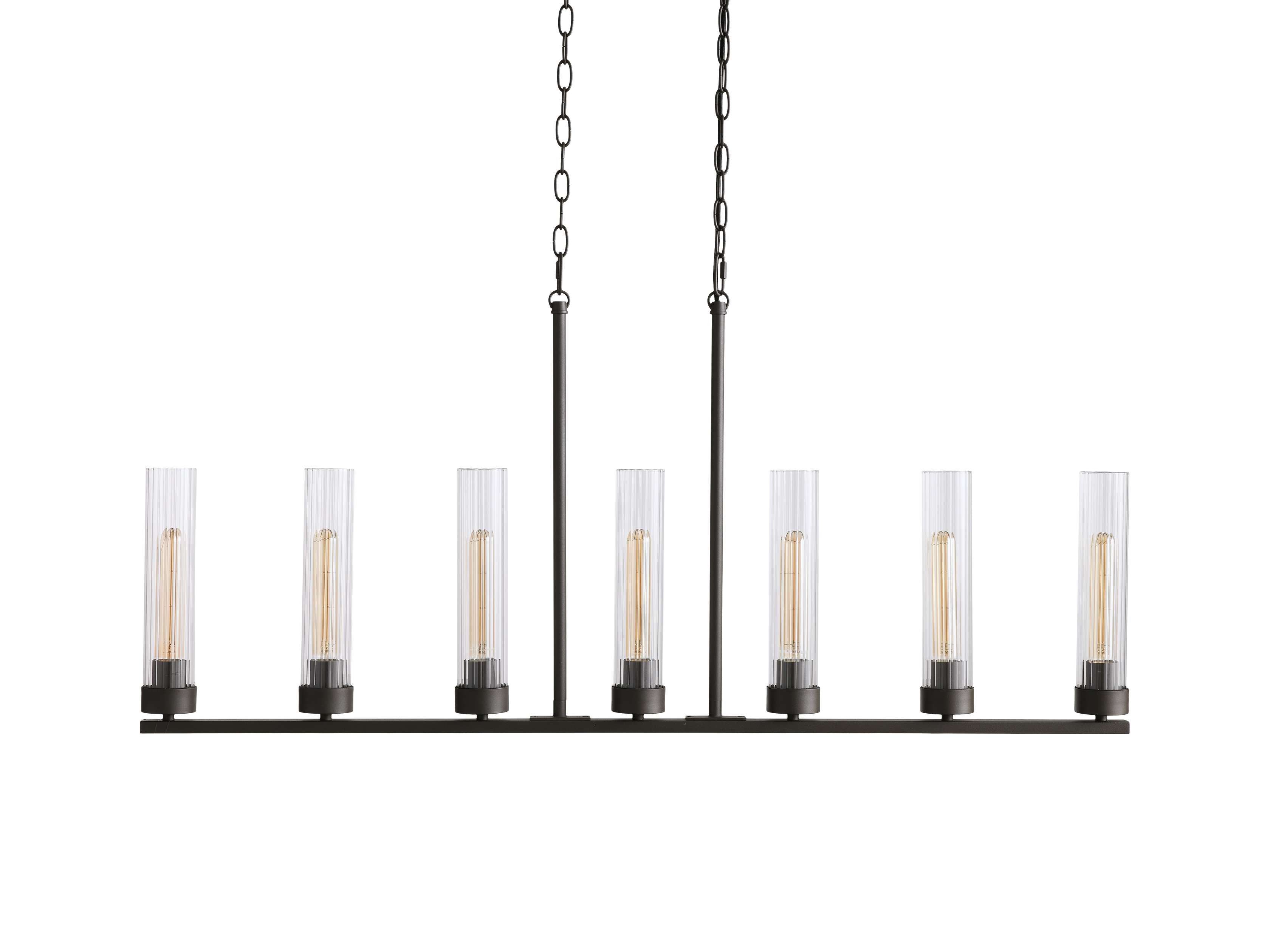 Black Glass Linear chandelier - Kaia Court for dining room view 37