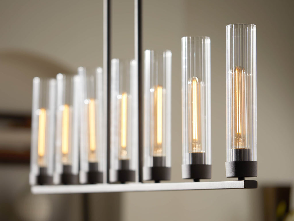 Black Glass Linear chandelier - Kaia Court for dining room view 38