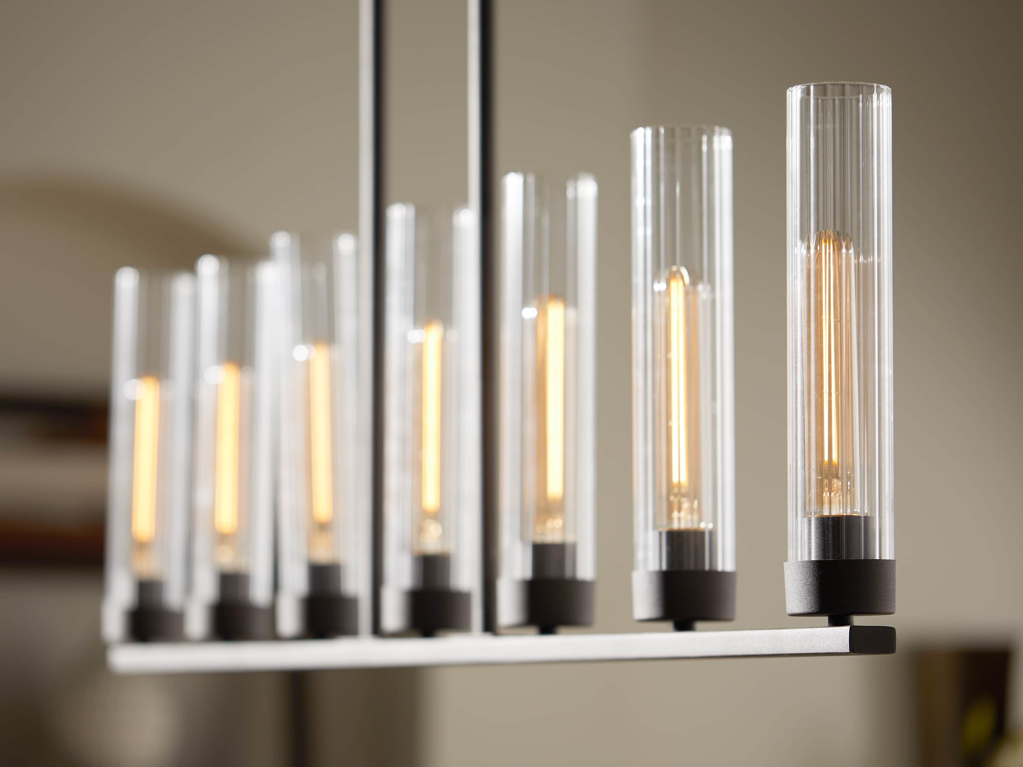 Black Glass Linear chandelier - Kaia Court for dining room view 38