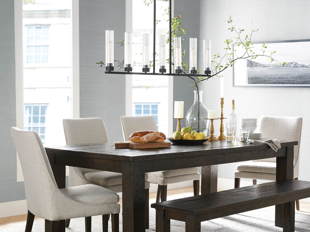 Black Glass Linear chandelier - Kaia Court for dining room view 41