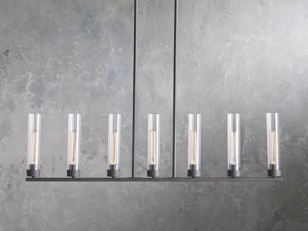 Black Glass Linear chandelier - Kaia Court for dining room view 43