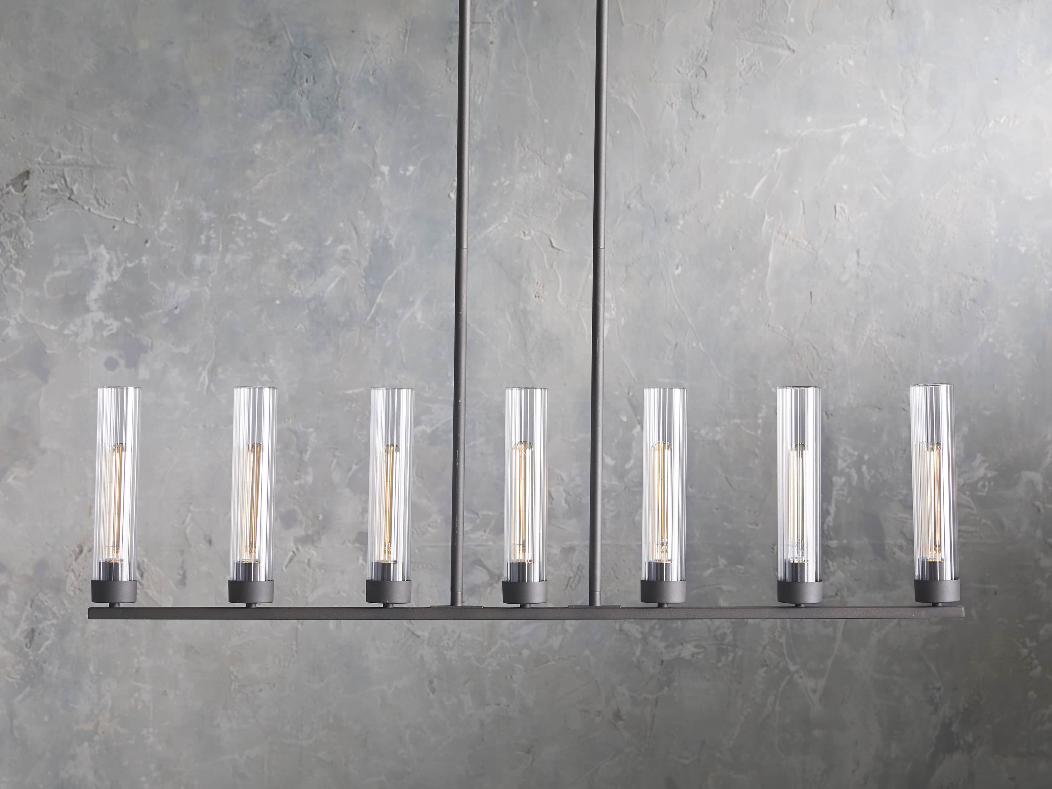 Black Glass Linear chandelier - Kaia Court for dining room view 43
