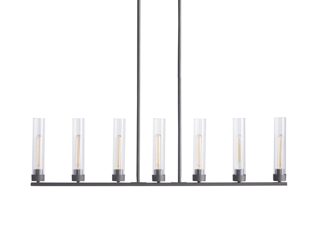 Black Glass Linear chandelier - Kaia Court for dining room view 44