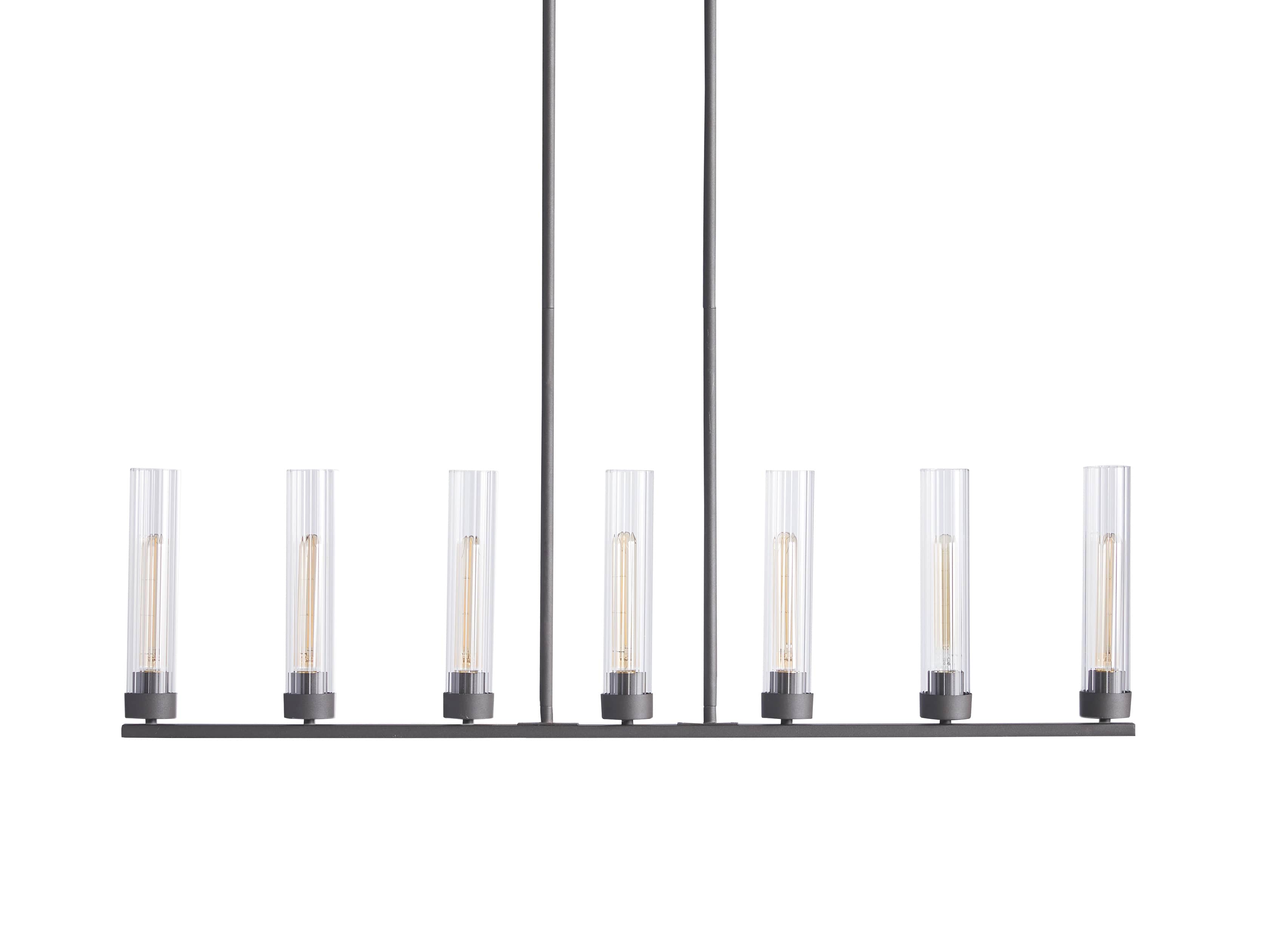 Black Glass Linear chandelier - Kaia Court for dining room view 44