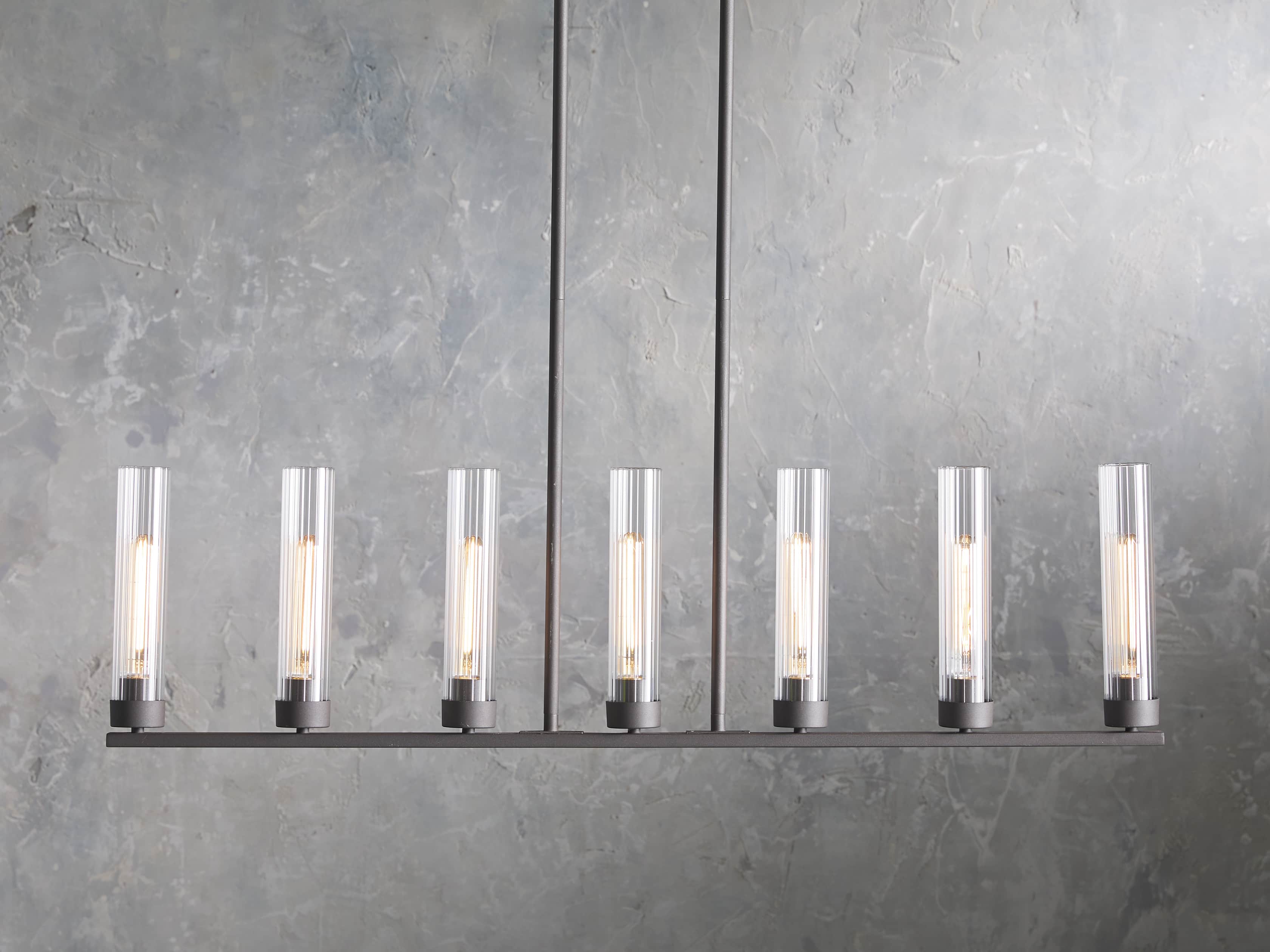 Black Glass Linear chandelier - Kaia Court for dining room view 46