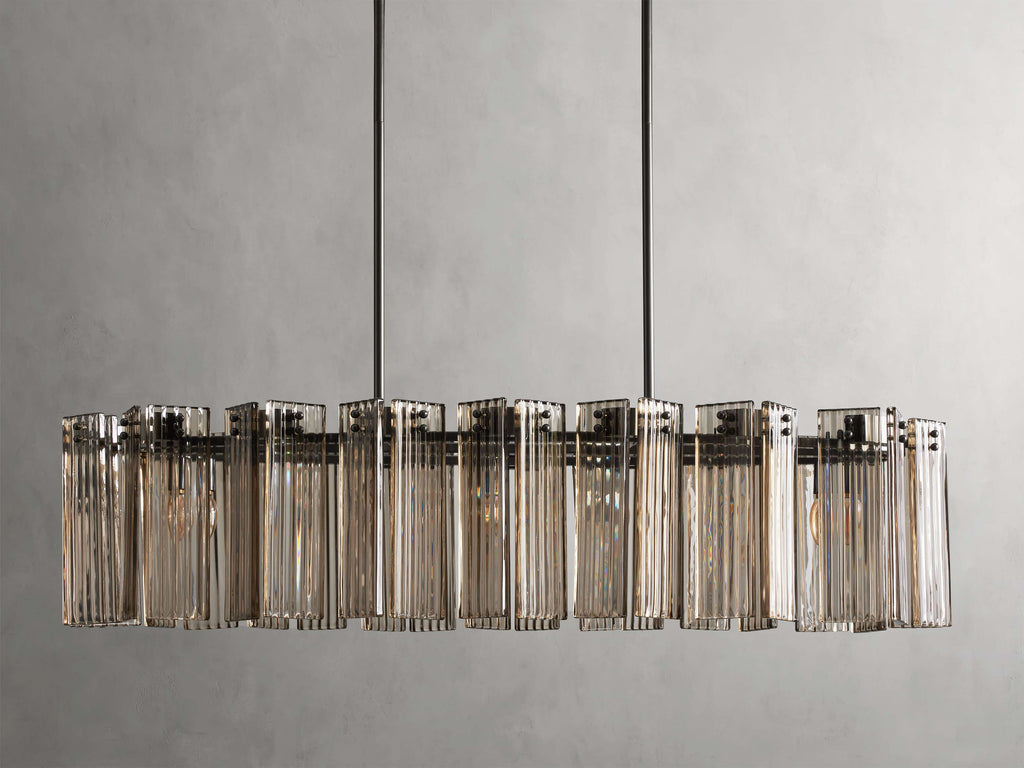 Black Glass Round chandelier - Isla Court for dining room view 16