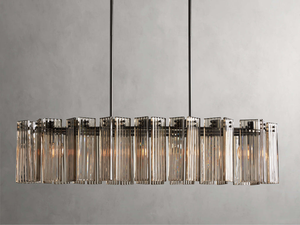 Black Glass Round chandelier - Isla Court for dining room view 34