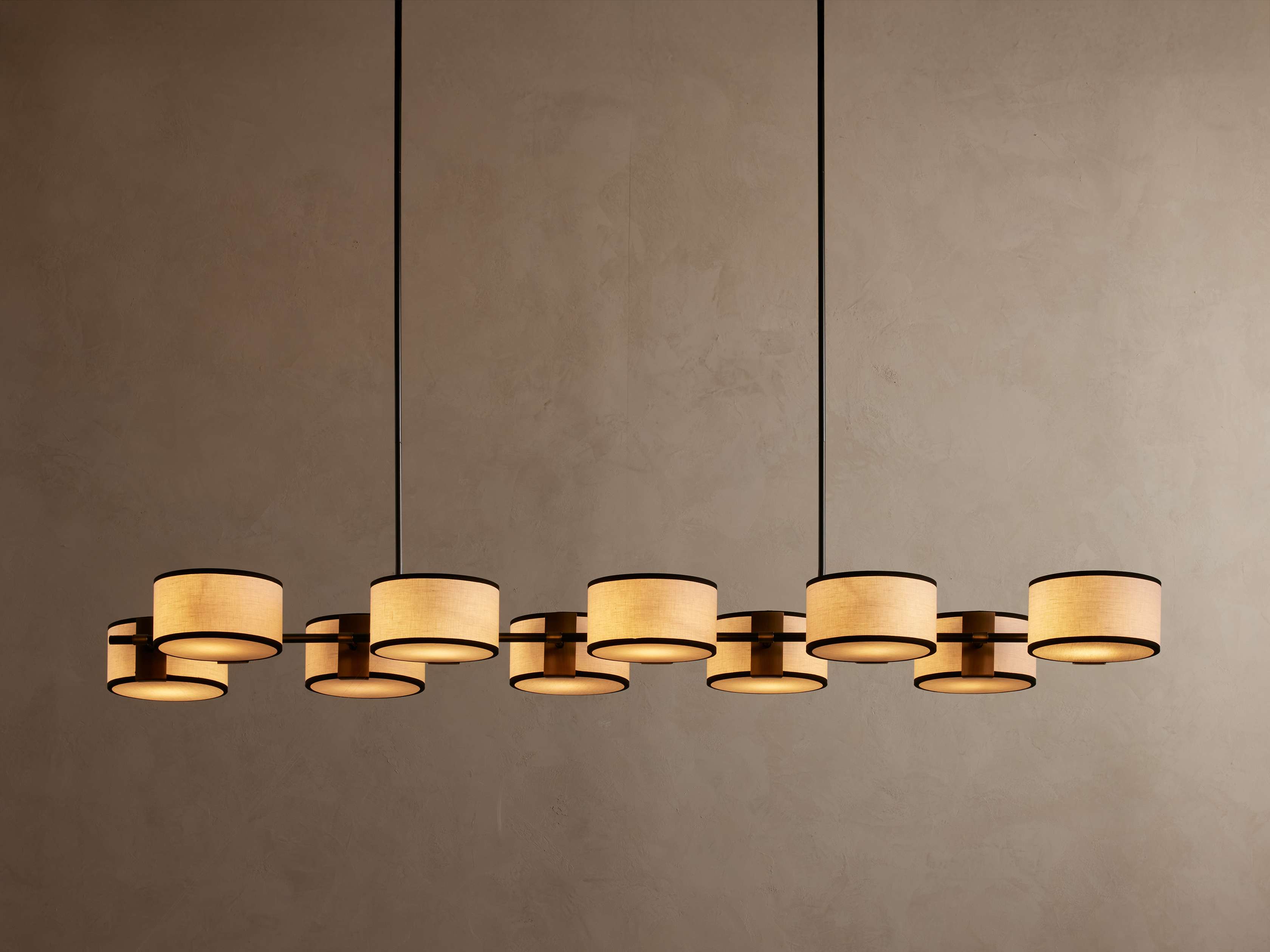 Black Steel Linear chandelier - Zinnia Wisp for dining room view 12
