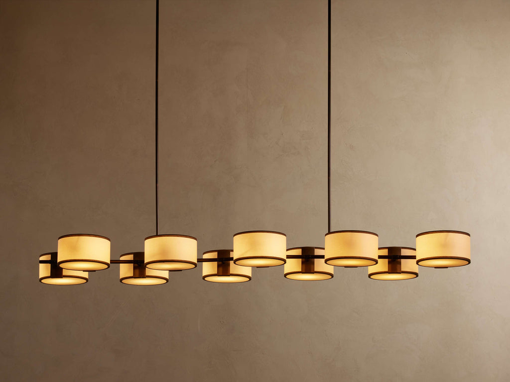 Black Steel Linear chandelier - Zinnia Wisp for dining room view 15
